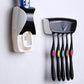 Automatic Hands-Free Wall Mounted Toothpaste Dispenser Squeezer with 5-Hole Toothbrush Holder