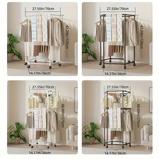 360 Rotating Hexagon Cloth Drying Rack with Wheel